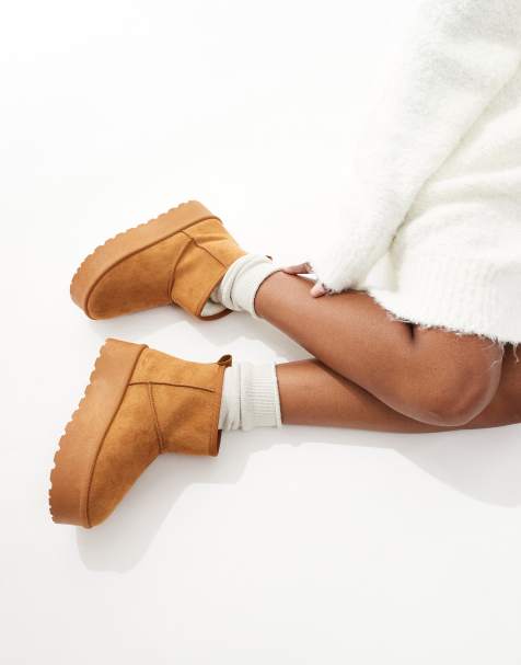 SEQWL – Kamelfärgade boots med flatform-sula - view 1