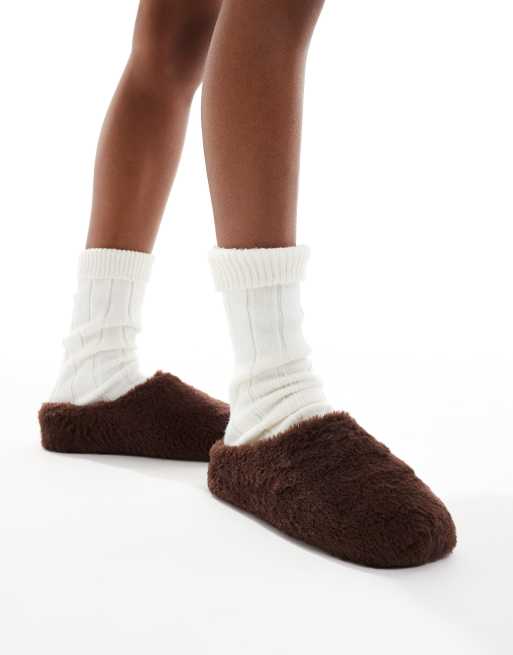 SEQWL – Kastanjefärgade, fluffiga mules, 4 av 4