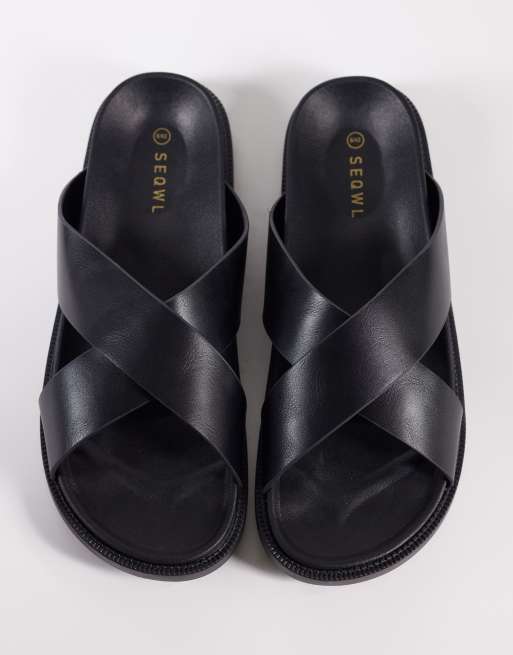 SEQWL Kidman cross over flat sandal in black , 3 of 4
