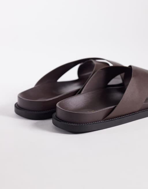 SEQWL Kidman cross over flat sandal in choc, 4 of 4