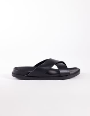 Seqwl Kidman Cross-over Flat Sandals In Black