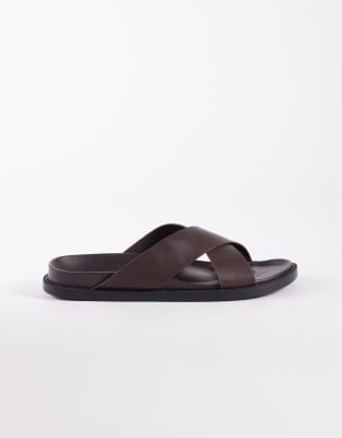 Seqwl Kidman Cross Over Flat Sandals In Brown