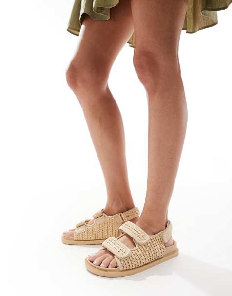 SEQWL Kidman double strap raffia sandal in natural - view 1