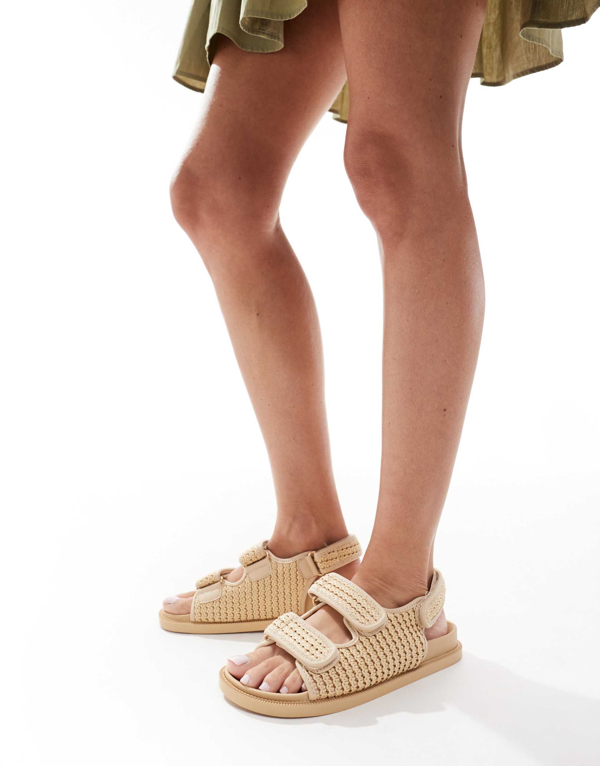 seqwl kidman double strap raffia sandals in natural