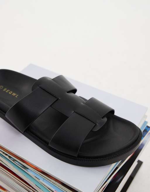 SEQWL Kidman gladiator style sandals in black , 3 of 4