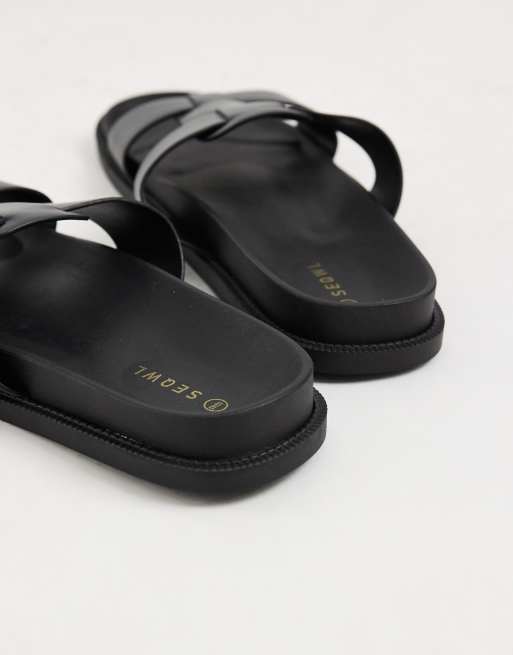 SEQWL Kidman gladiator style sandals in black , 4 of 4