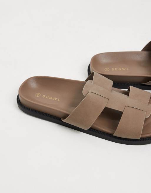 SEQWL Kidman gladiator style sandals in taupe micro, 4 of 4