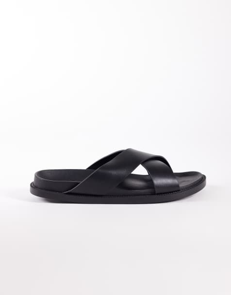 SEQWL - Kidman - Platte sandalen met gekruiste bandjes in zwart - view 1