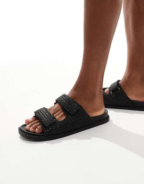 SEQWL - Kidman - Sandalen met banden van raffia in zwart - view 1