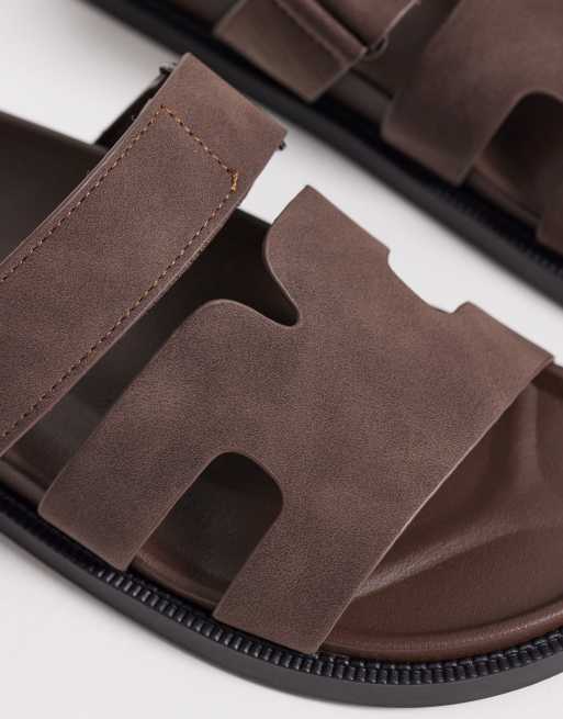 SEQWL Kidman sandals with straps in faux nubuck brown, 4 of 4