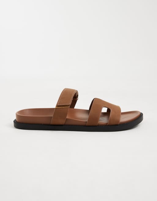 SEQWL Kidman sandals with straps in faux nubuck in brown, 2 of 4