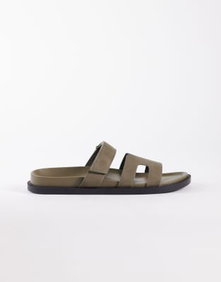  Kidman sandals with straps in faux nubuck in khaki - KHAKI