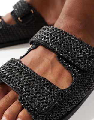 Sandalias negras con correas de rafia Kidman de SEQWL