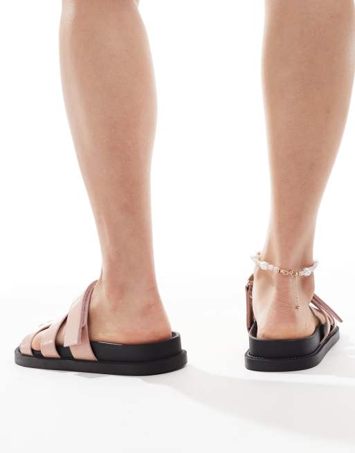 SEQWL Kidman Wide Fit sandals with straps in faux leather pink