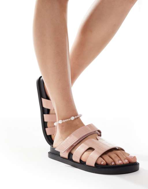 SEQWL Kidman Wide Fit sandals with straps in faux leather pink, 3 of 4