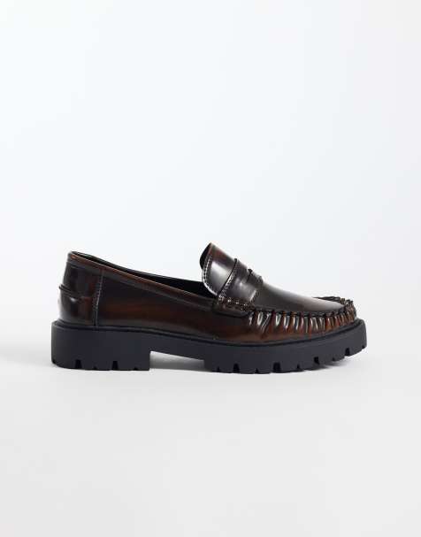 SEQWL Kinder chunky loafers in burnished brown - view 1