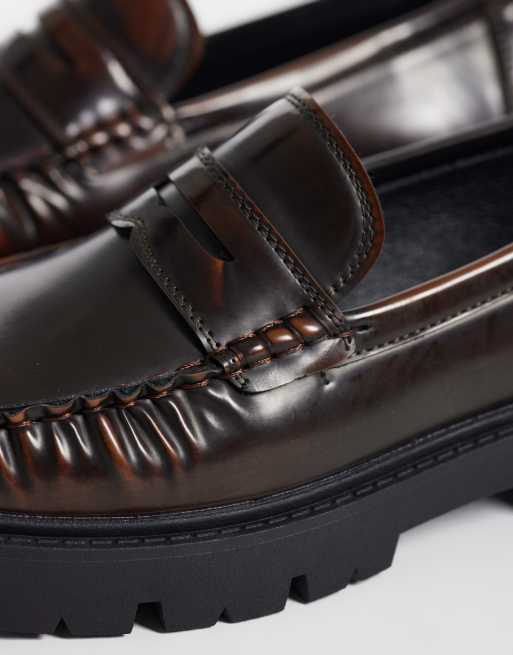 SEQWL - Kinder - Mocassini con suola spessa marrone brunito, 3 di 4