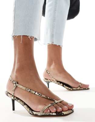 kitten heel sandals in black snake