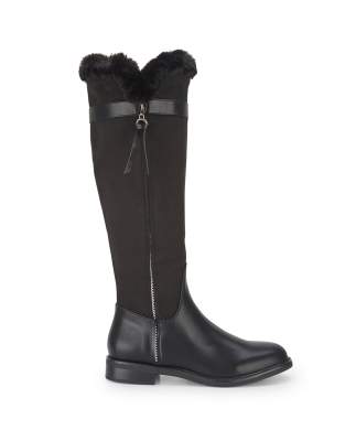 Seqwl Knee Boots With Zip Fastening Comfortable Casual Shoes In Black