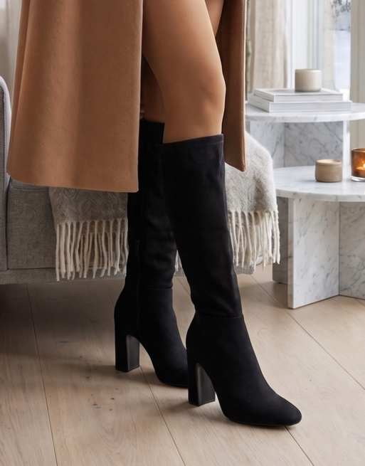 SEQWL Knee high boots block heel comfortable casual shoes in black, 2 of 5