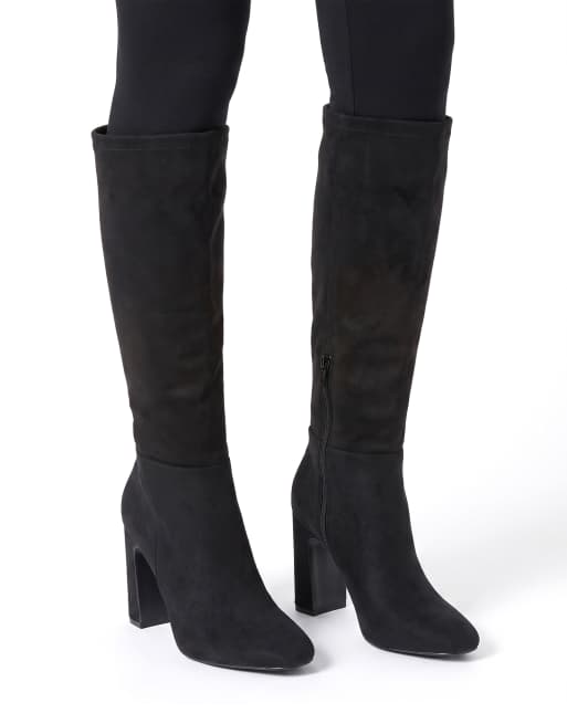 SEQWL Knee high boots block heel comfortable casual shoes in black, 4 of 5