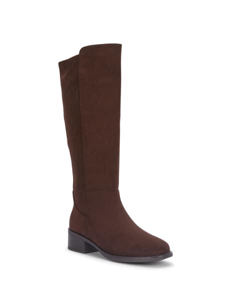 SEQWL Knee high boots low block heel long riding booties in chocolate - view 1