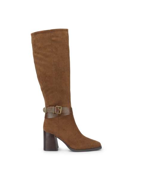SEQWL Knee high boots with buckle ankle strap in brown - view 1