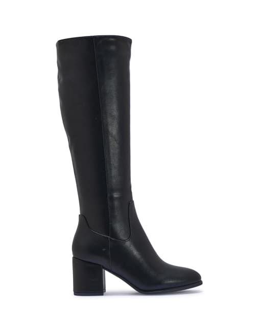 SEQWL Knee high boots with zip fastening comfortable casual shoes in black, 3 of 5