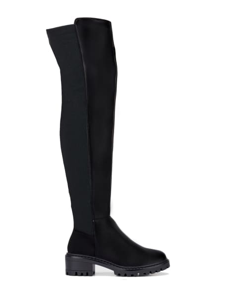 SEQWL Knee high boots with zip fastening fashionable stylish shoes in black - view 1