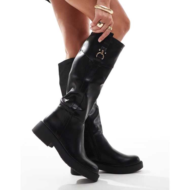 Black knee high riding boots womens clearance