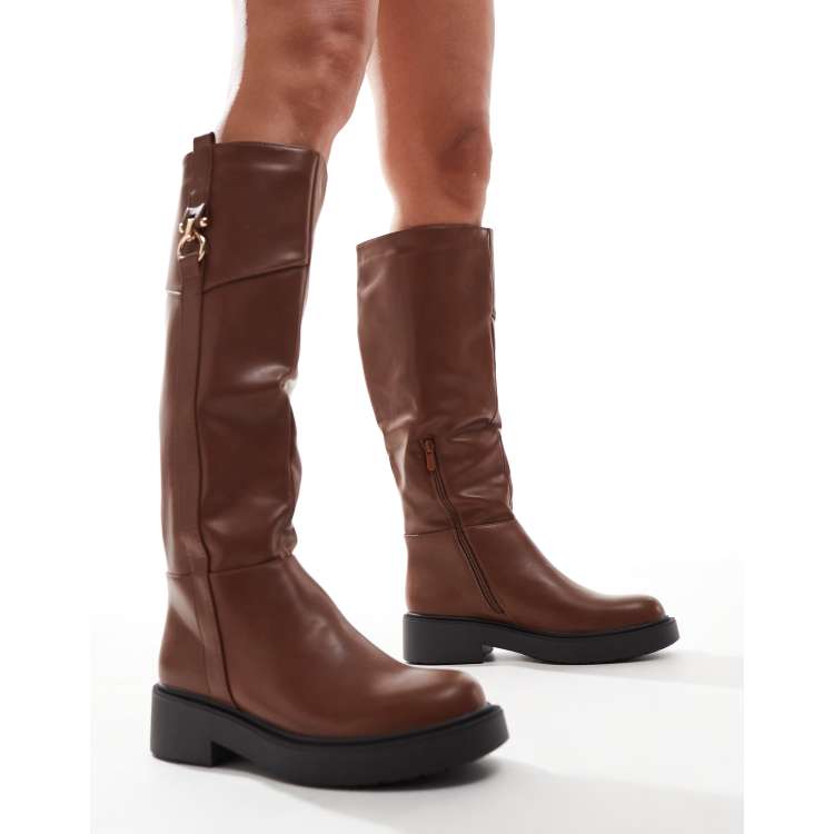Tan thigh high flat boots shop
