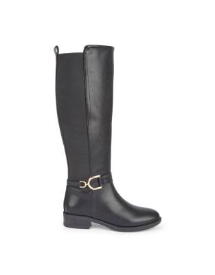  Knee high calf boots with metal buckle 