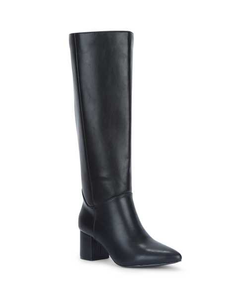 SEQWL Knee high riding boots pointed toe with mid block heel in black - view 1