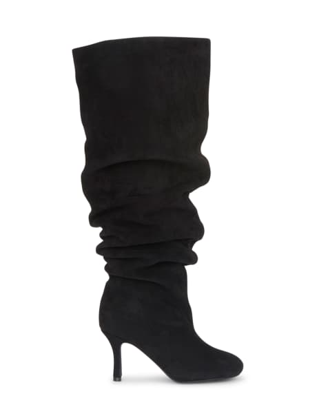 SEQWL Knee high slouch boots stiletto high heel with almond toe in black - view 1