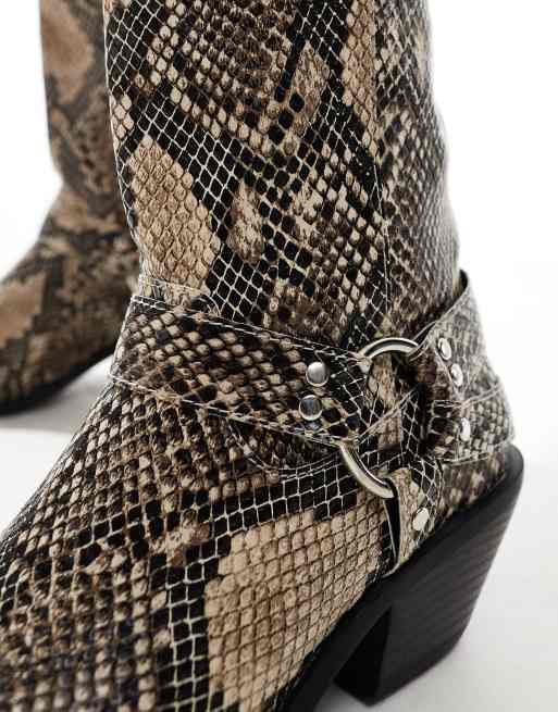 SEQWL knee high western boot in snake, 4 of 4