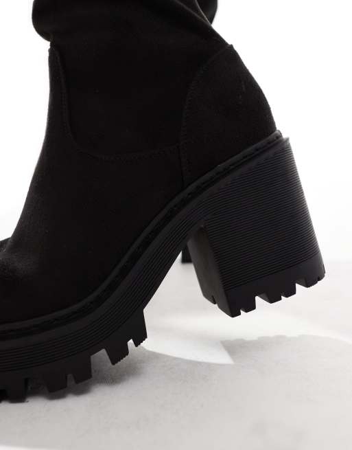 SEQWL – Kniehohe Stiefel in Schwarz mit dicker Sohle, 3 von 4