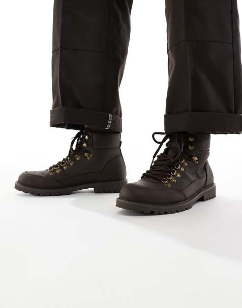 SEQWL lace-up boots with contrast laces in brown - view 1