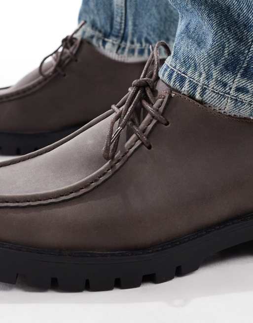 SEQWL lace up shoes in dark chocolate