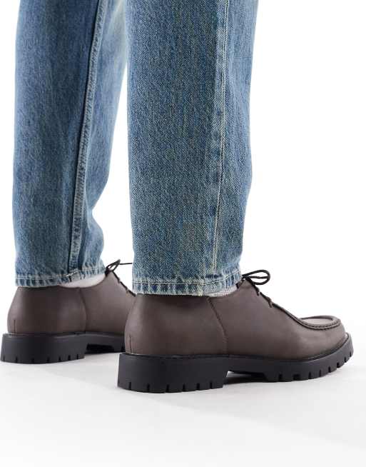 SEQWL lace up shoes in dark chocolate