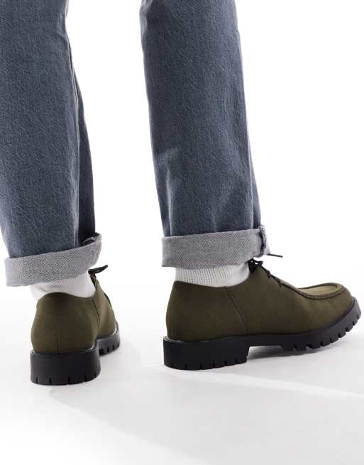 SEQWL lace up shoes in faux suede olive, 4 of 4