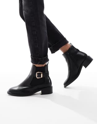 Latte - Bottines chelsea avec boucle et pointe effilée - Noir 39