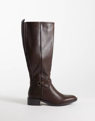 Seqwl Latte Buckle Riding Boots In Brown
