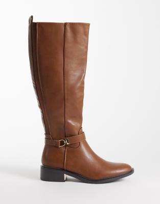 Seqwl Latte Buckle Riding Boots In Brown