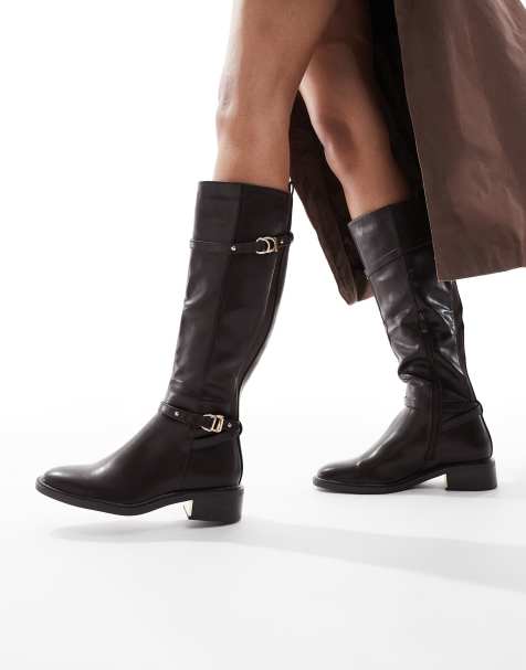 SEQWL – Latte – Elegante Reitstiefel in Schokobraun mit Schnallen - view 1