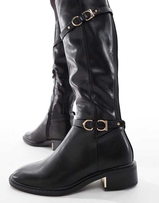 SEQWL – Latte – Elegante Reitstiefel in Schwarz mit Schnallen, 3 von 4