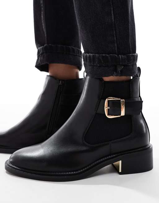 SEQWL – Latte – Svarta, eleganta chelseaboots med spännen, 3 av 4