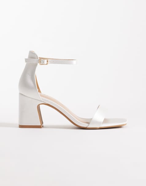 SEQWL Leal block heeled sandal in ivory satin - view 1