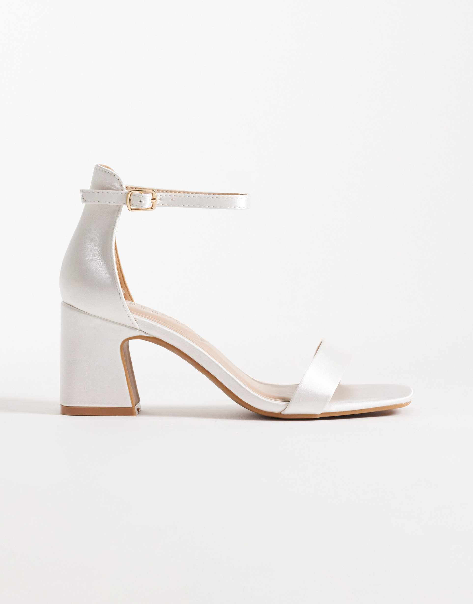 seqwl leal block heeled sandals in ivory satin