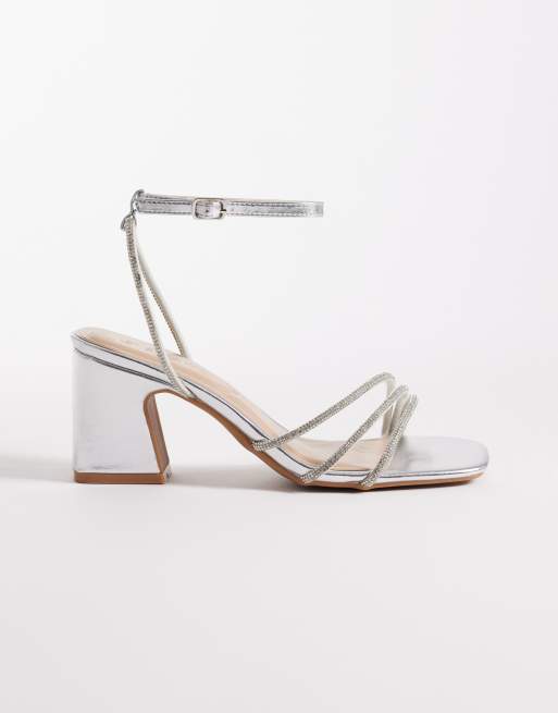 SEQWL - Leal - Chaussures larges minimalistes à talon carré - Argenté