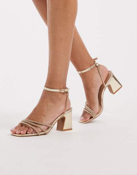 SEQWL - Leal - Chaussures larges minimalistes à talon carré - Doré - view 1